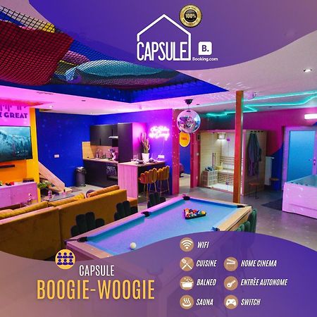 Capsule Boogie-Woogie - Jacuzzi - Sauna - Billard - Jeux - Ecran Geant - Filet Suspendu - Netflix La Louviere Exterior photo